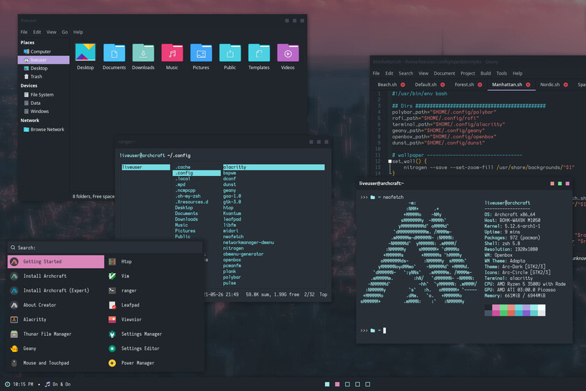 Archcraft es otra estúpida y sensual distro Linux minimalista basada en Arch que luce simplemente fenomenal