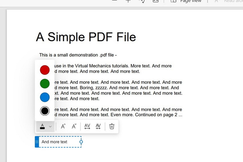Edge sigue mejorando su visor de PDFs convirtiéndolo también en editor: ahora podremos insertar textos en nuestros documentos