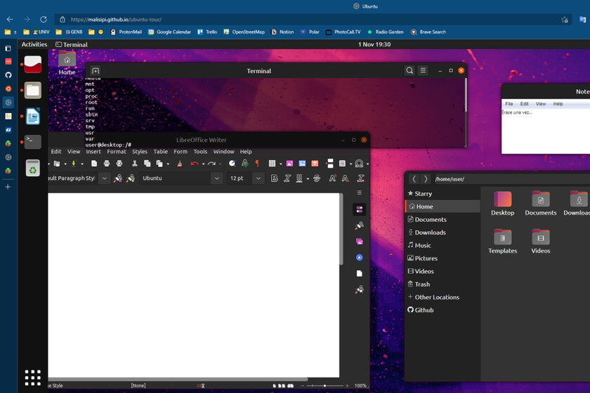Ubuntu Online 21.10 nos permite experimentar en un navegador la experiencia de usar la última versión de Ubuntu para escritorio